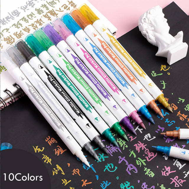 Glitter Marker Pen Set, Metallic Highlighters